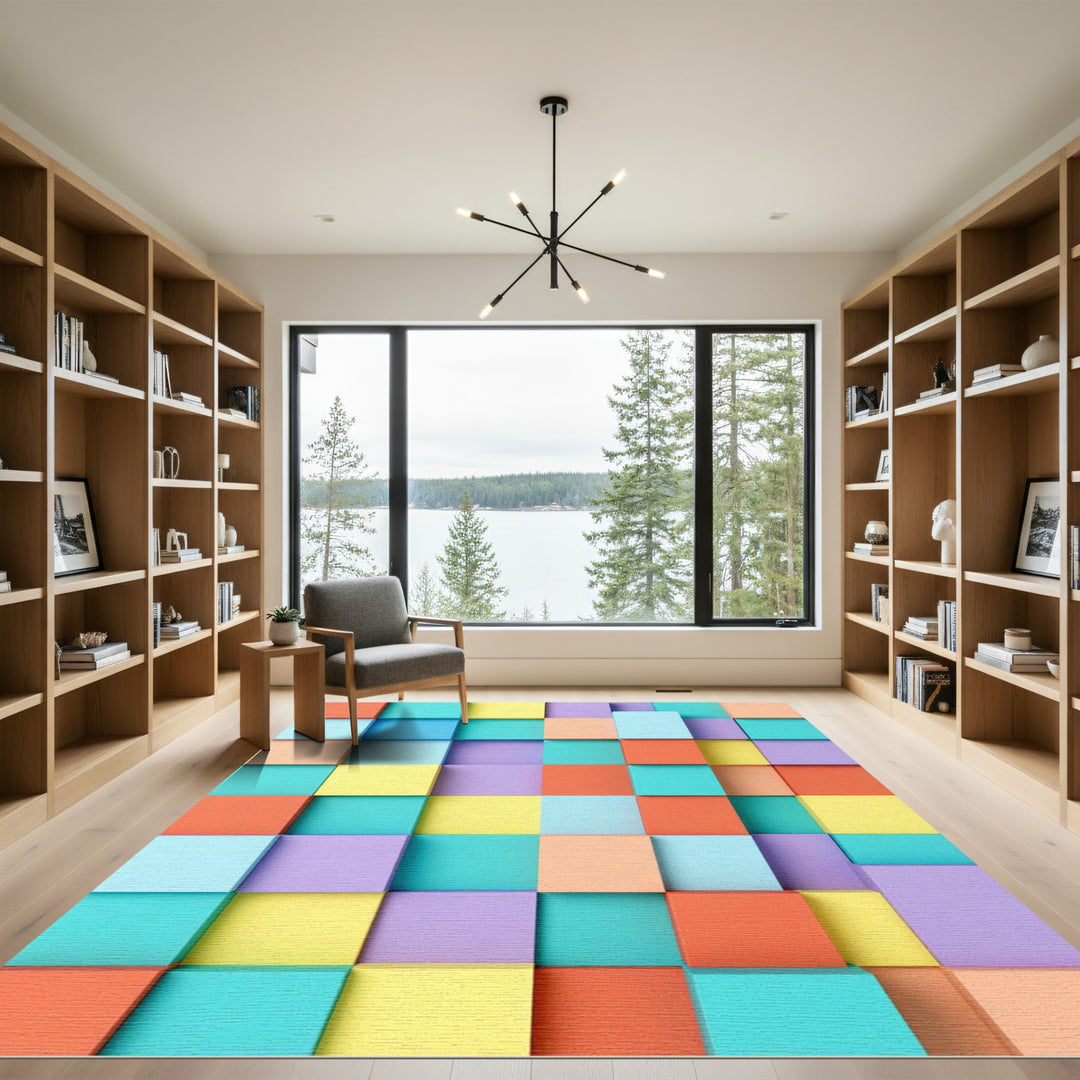 Pastel Blocks Cubic Abstraction Rug