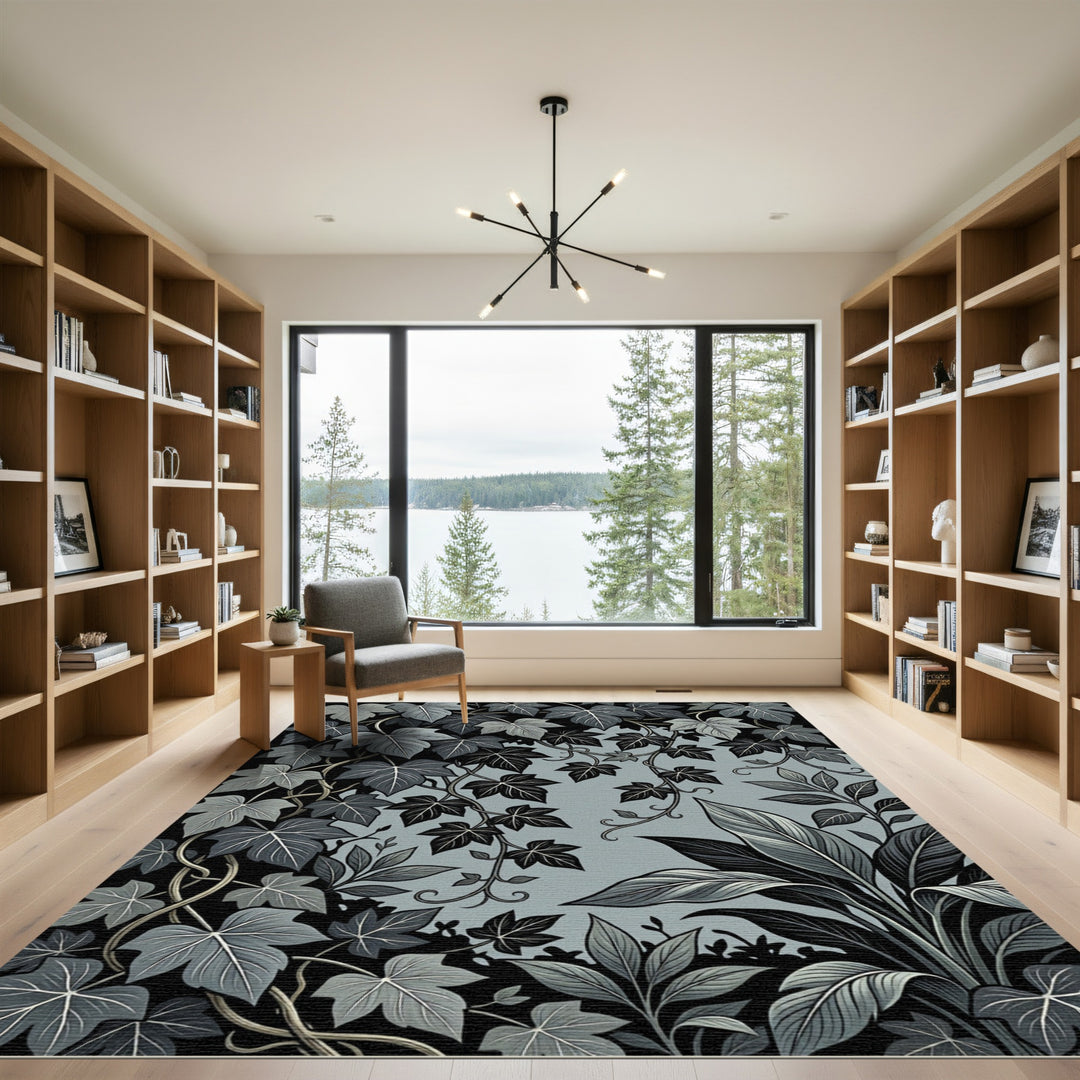 Monochromatic Ivy Vine Leaves Rug