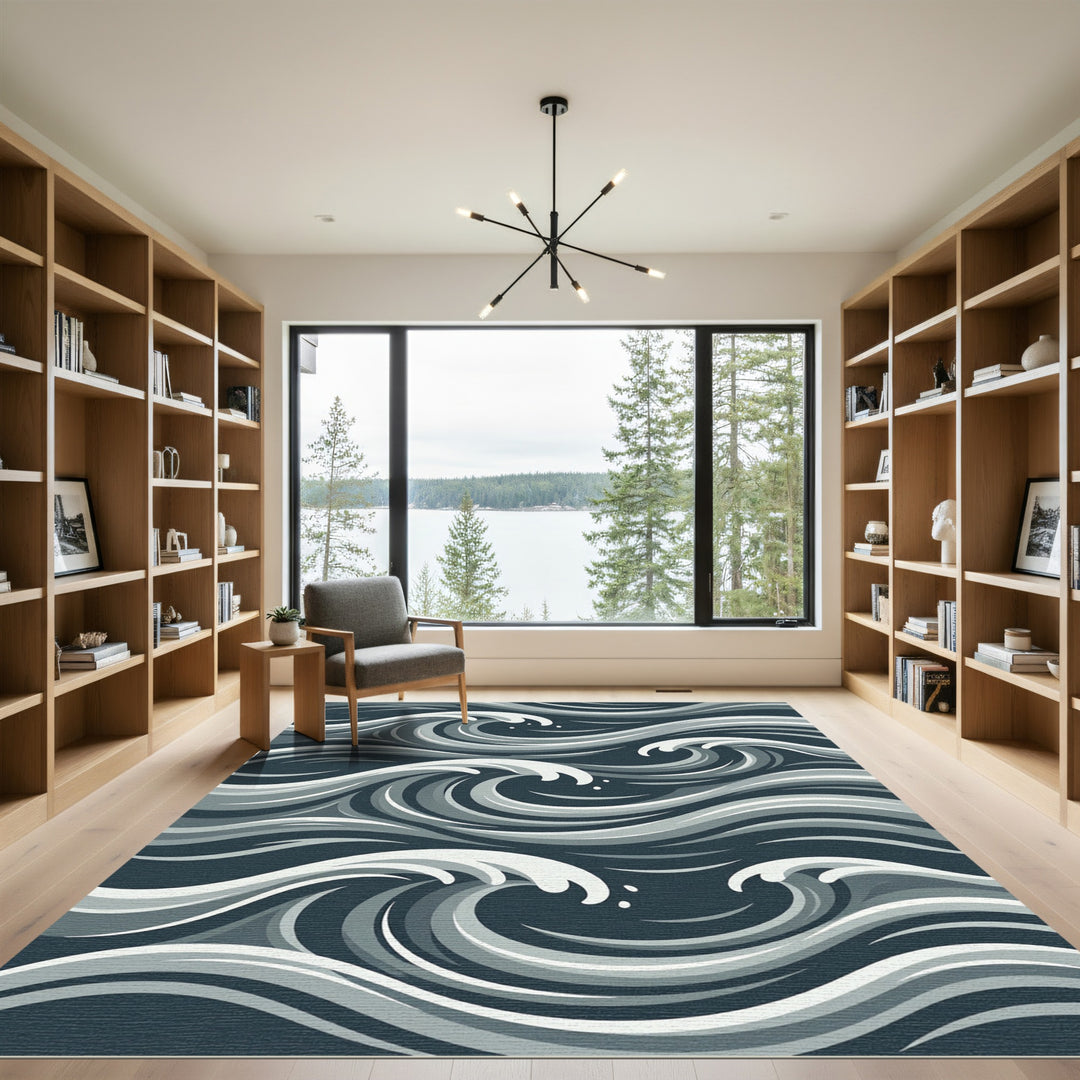 Dark Blue Classic Wave Rug