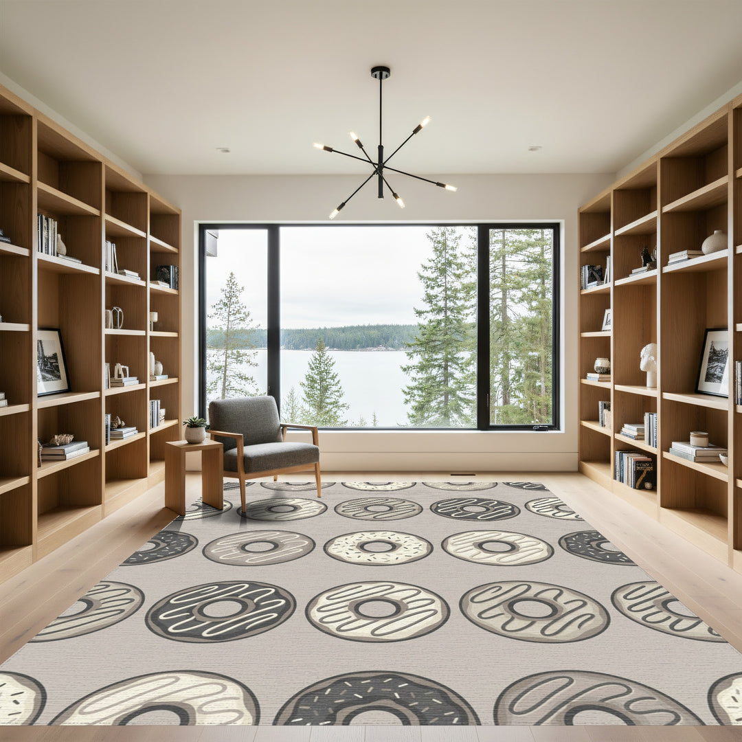 Monochrome Glazed Donut Repeat Rug