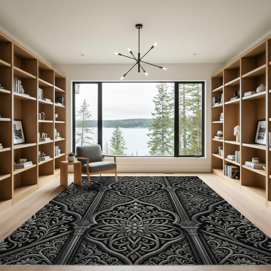 Ornate Islamic Floral Scrollwork Rug