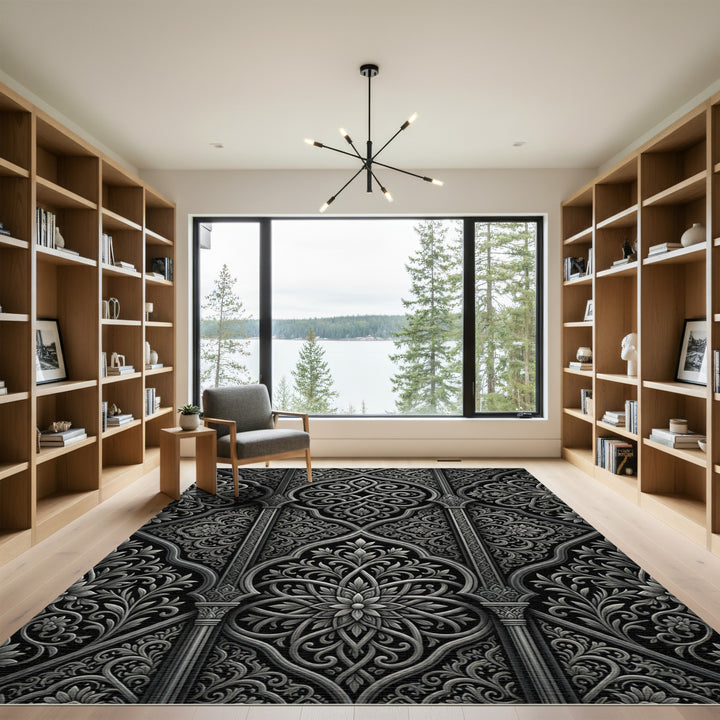 Ornate Islamic Floral Scrollwork Rug