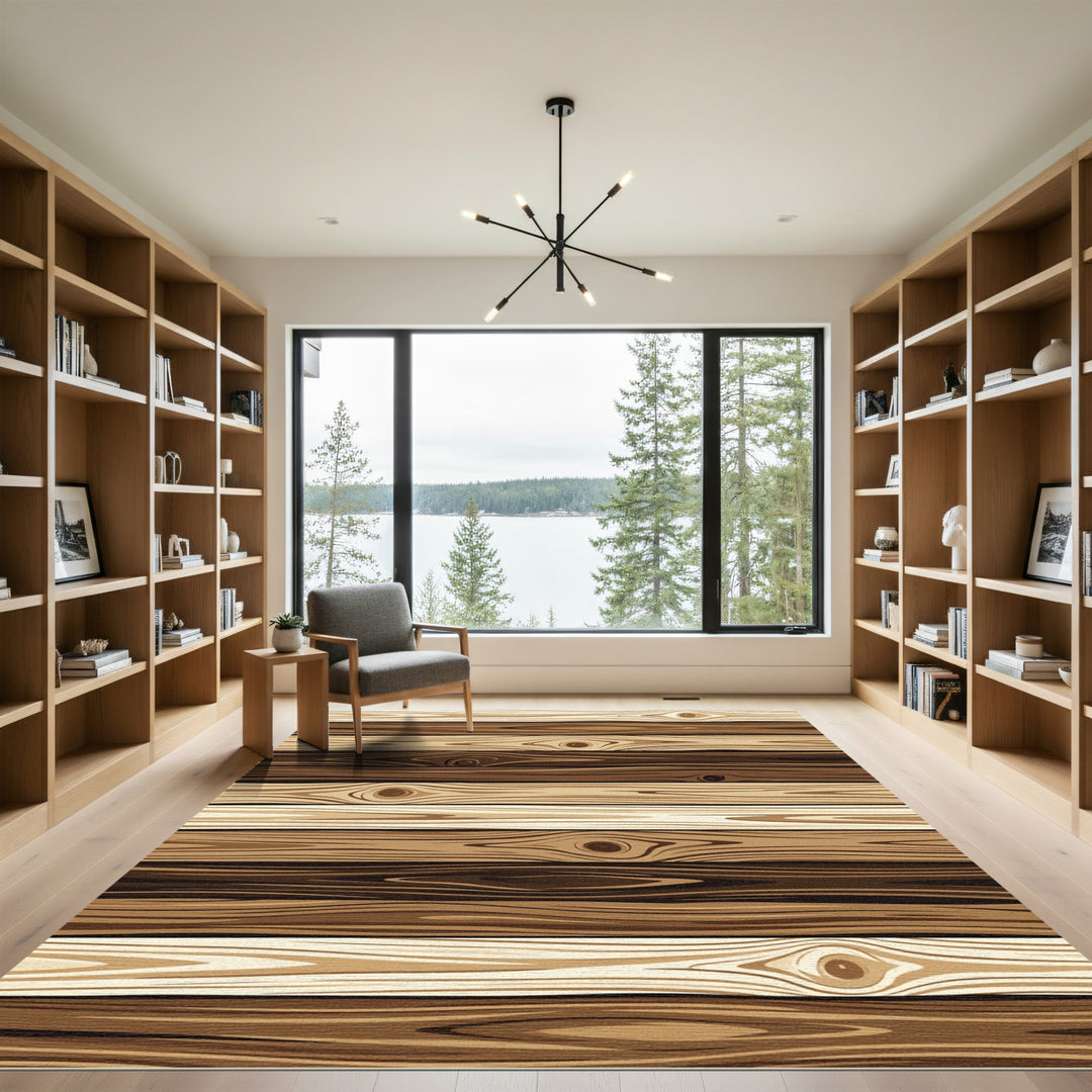 Rustic Wooden Plank Textured Rug