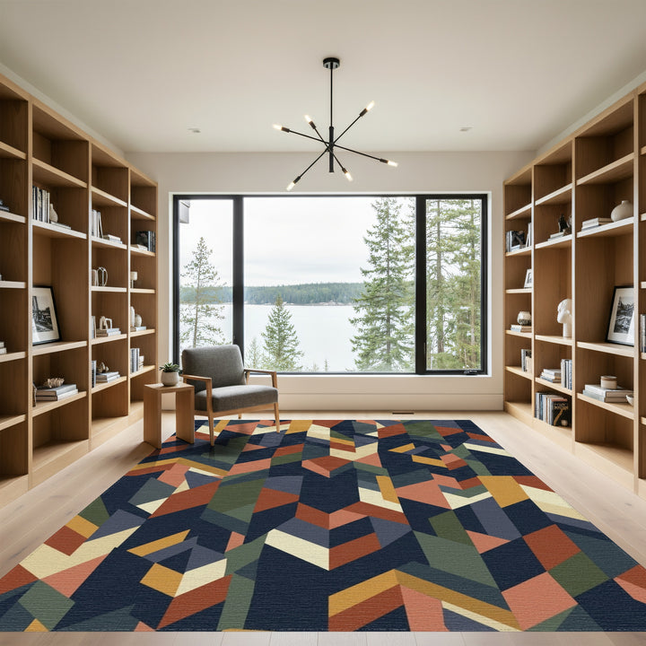 Earthy Geometric Fragment Collage Rug