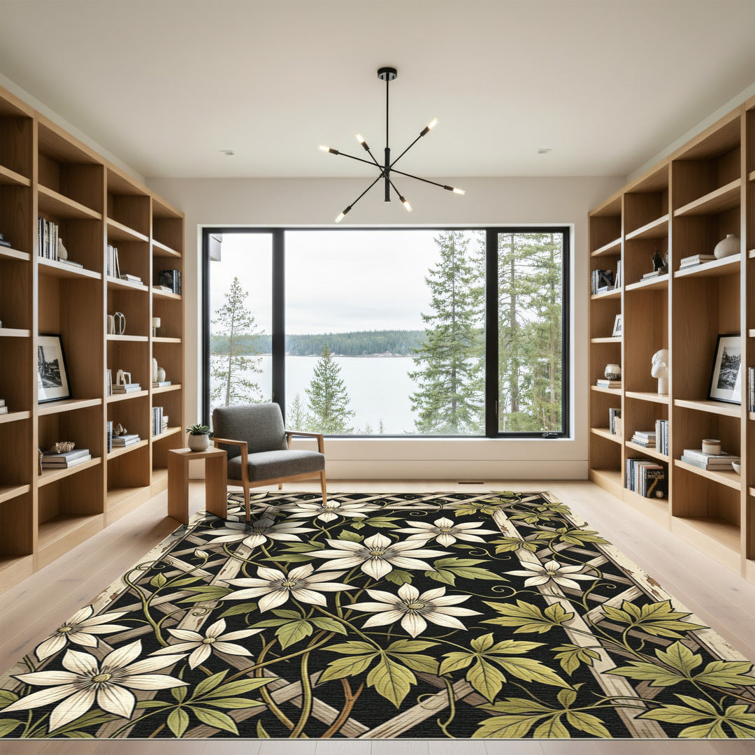 White Clematis Vine Lattice Rug