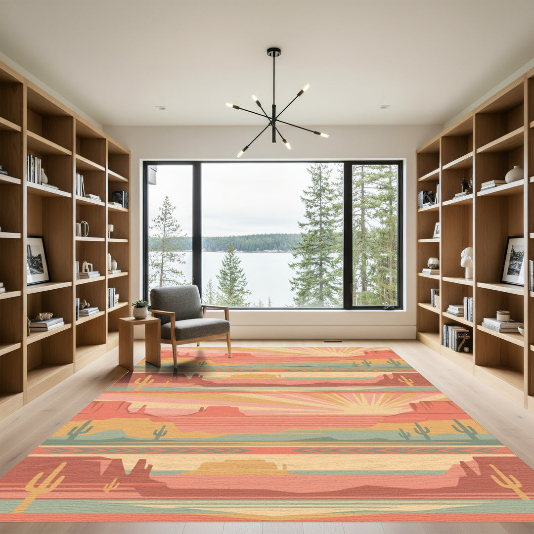 Desert Sunrise Mesa Cactus Stripe Rug