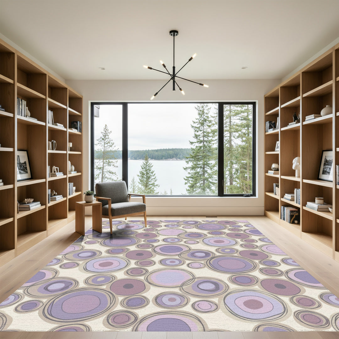 Amorphous Purple Circles Collage Rug