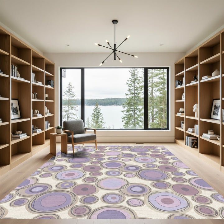 Amorphous Purple Circles Collage Rug
