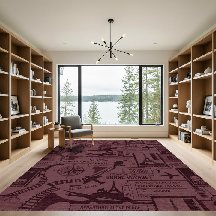 Grand Voyage Air Travel Stamps Rug