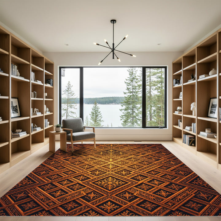 Golden Baroque Diamond Inlay Rug