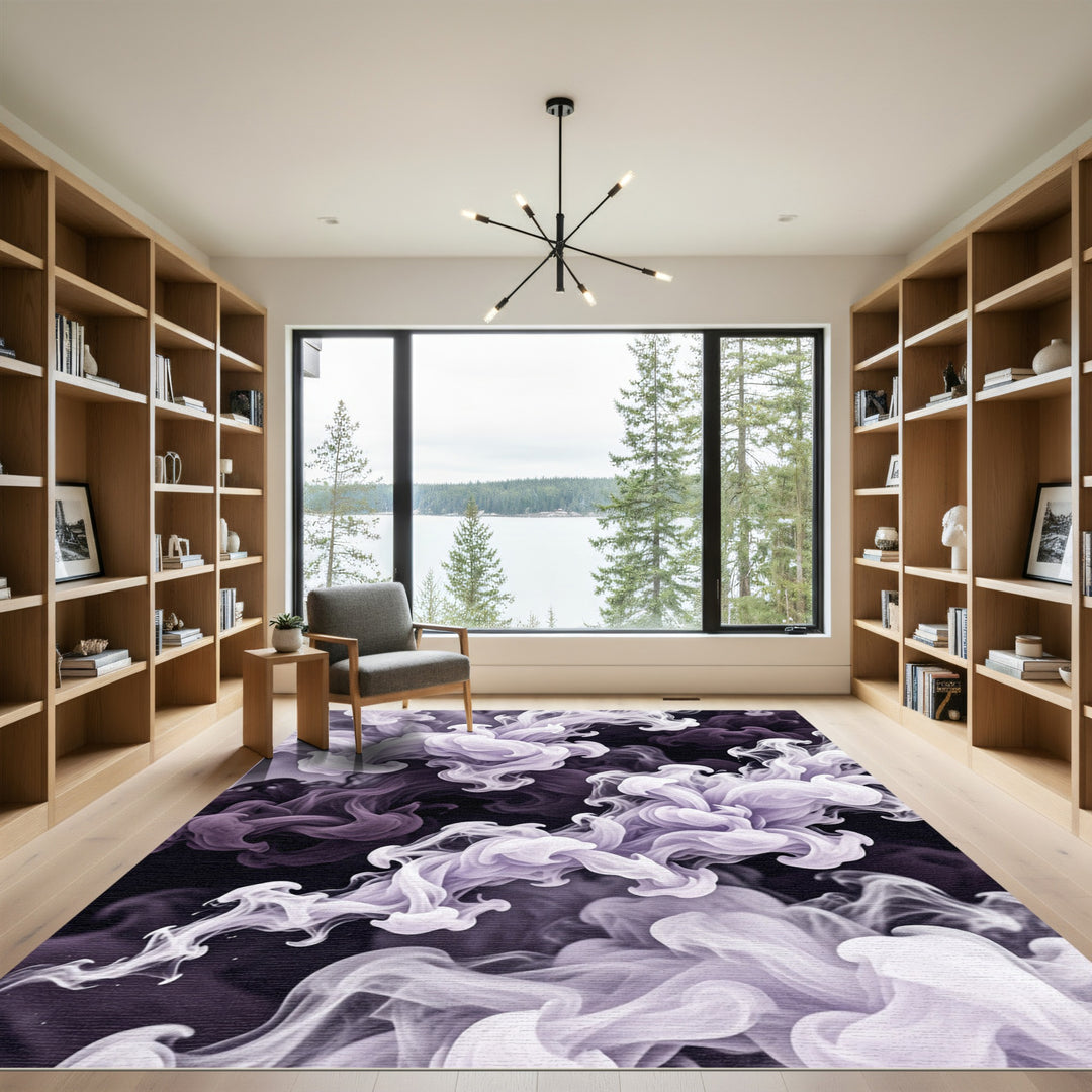 Light Purple Smoke Swirl Art Rug