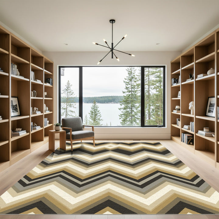 Earthy Tones Chevron Geometric Abstract Rug