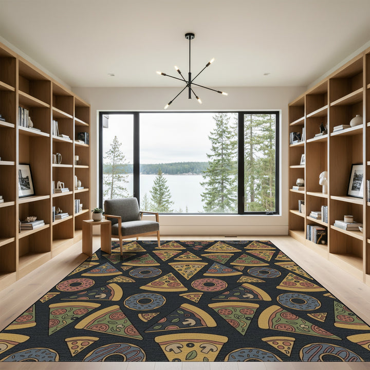 Whimsical Pizza and Donut Repeat Rug
