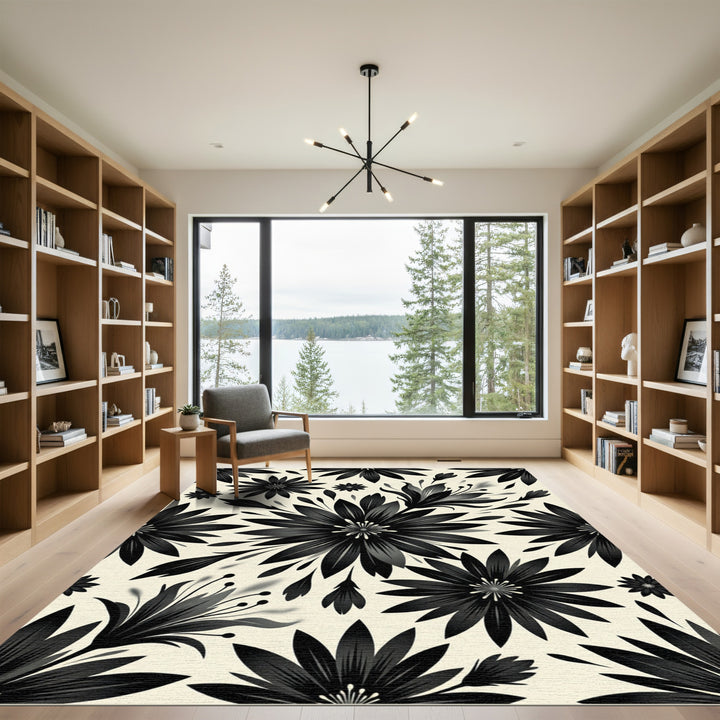 Dark Floral Graphic Graphic Rug