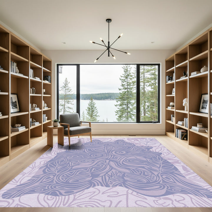 Lavender Swirl Leaf Organic Rug