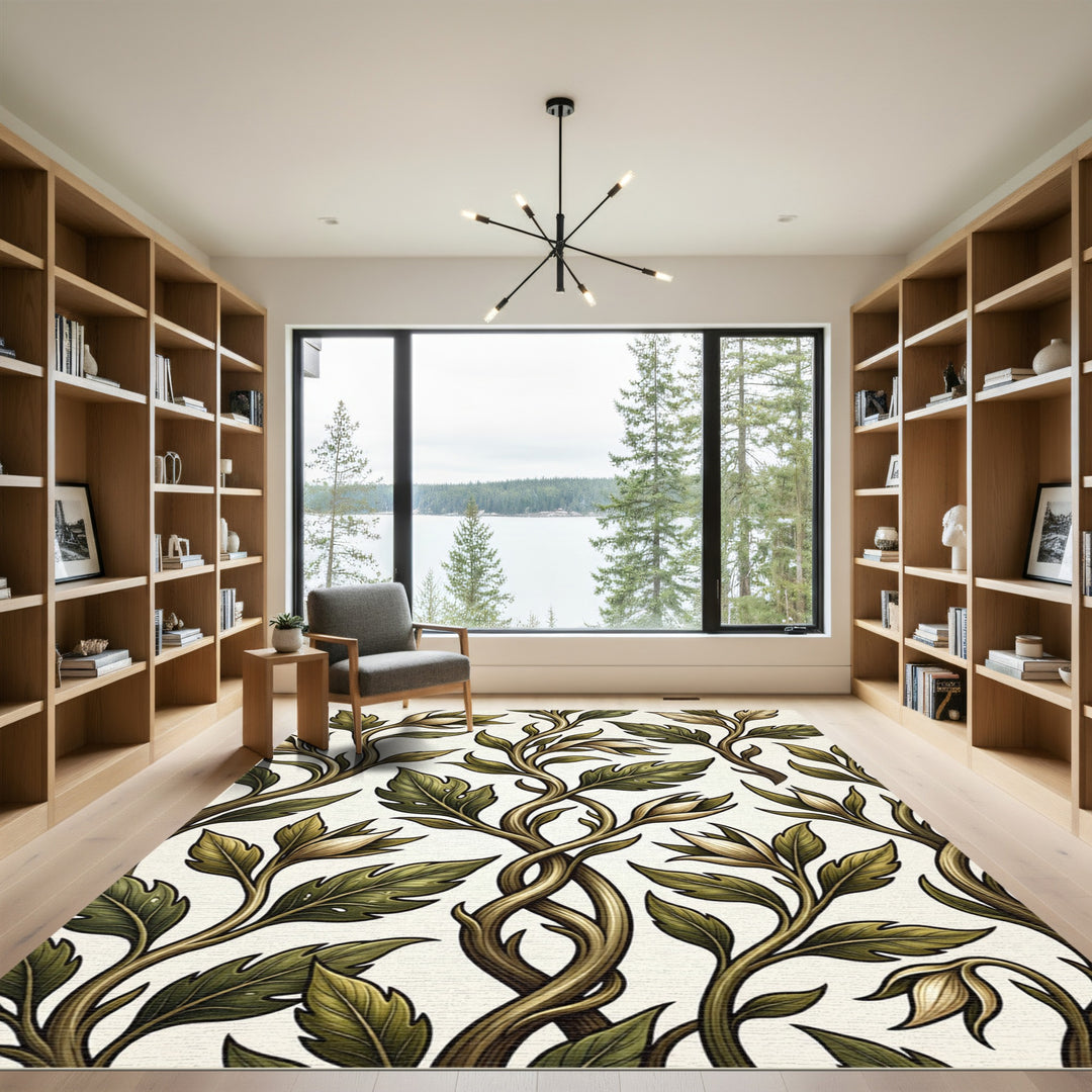 Art Nouveau Green Vines Woodland Rug