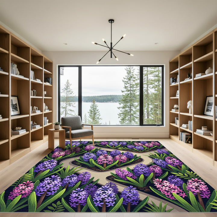 Vibrant Purple Pink Hyacinth Garden Rug
