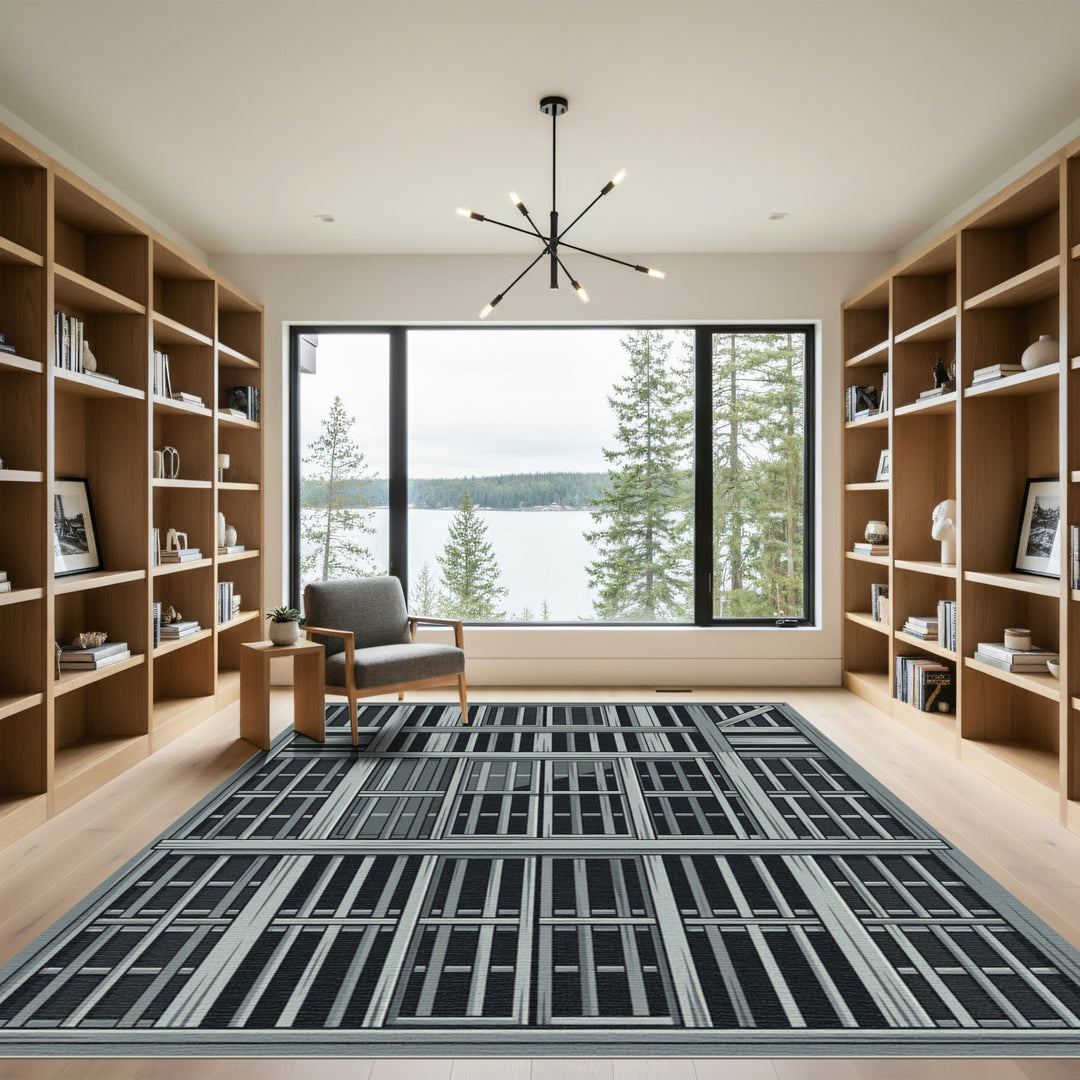 Gray Wooden Jail Cell Bars Rug
