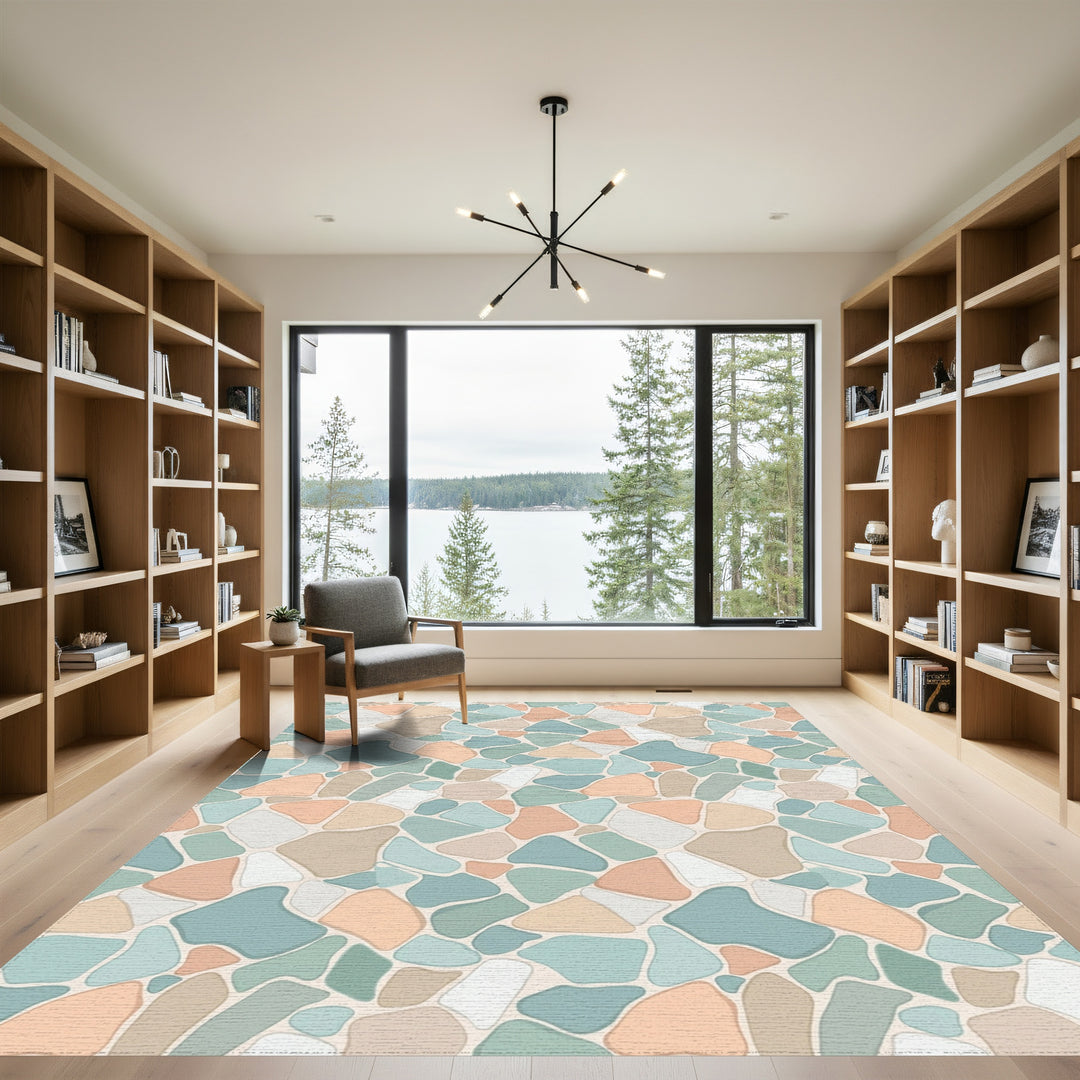 Soft Pastel Irregular Stone Mosaic Rug