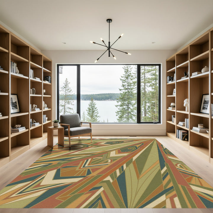 Art Deco Geometric Sunburst Rug