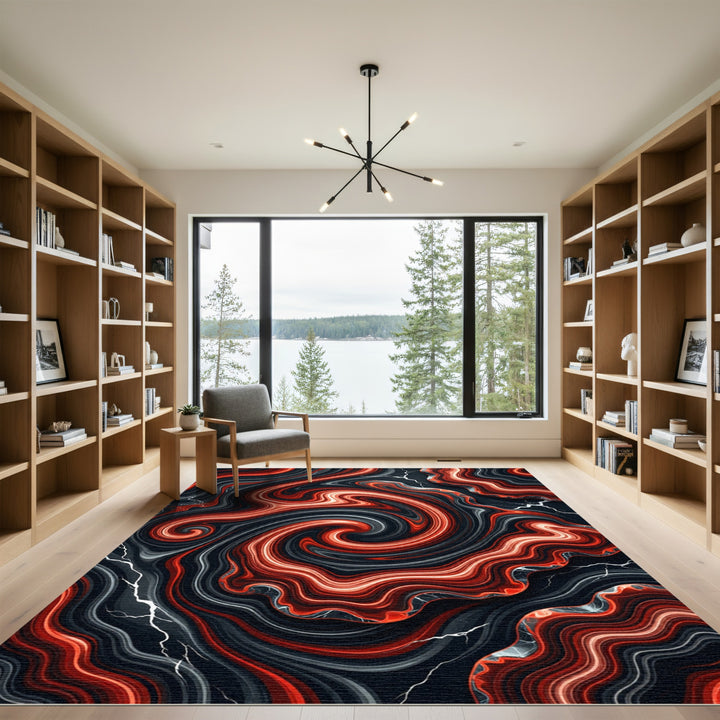 Crimson Swirl Agate Marble Accents Rug