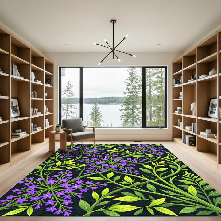 Purple Blossom Swirl Vine Rug