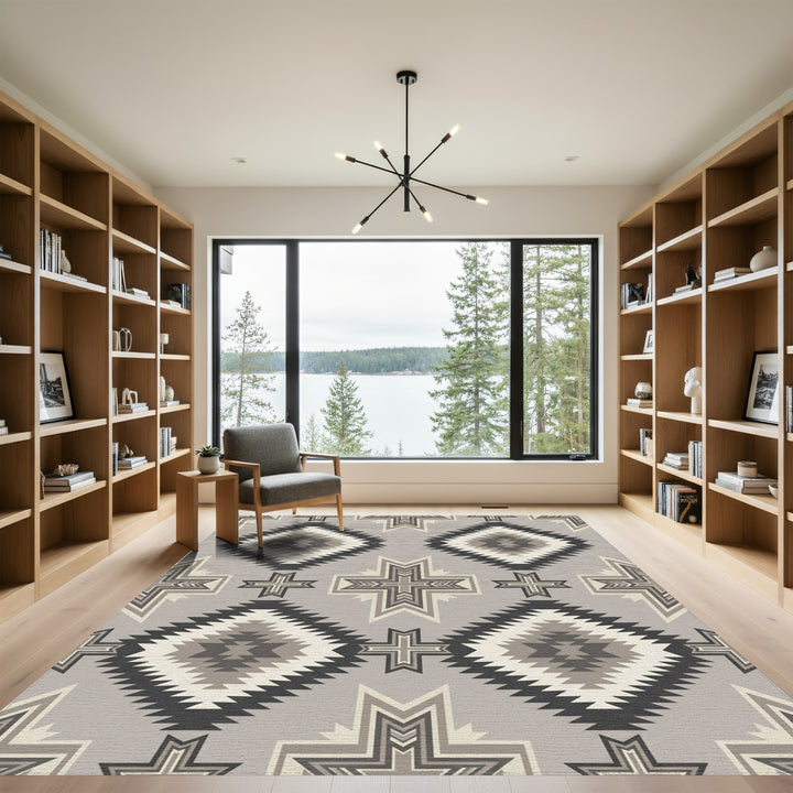 Neutral Earth Tones Geometric Diamond Rug