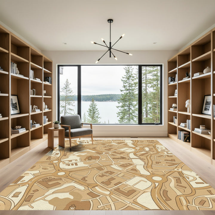 Vintage City Map Topographic Abstract Rug