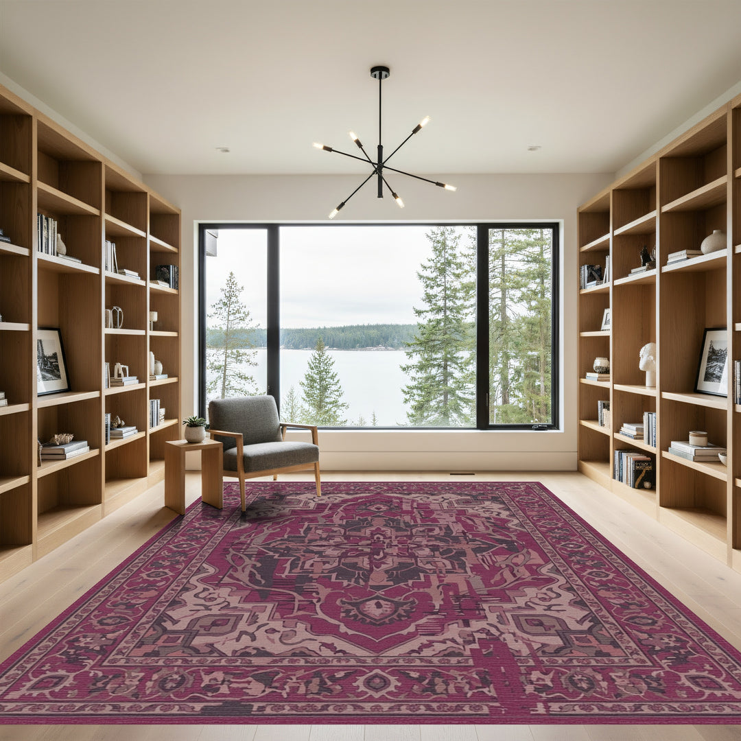 Aubergine Abstract Vintage Medallion Rug
