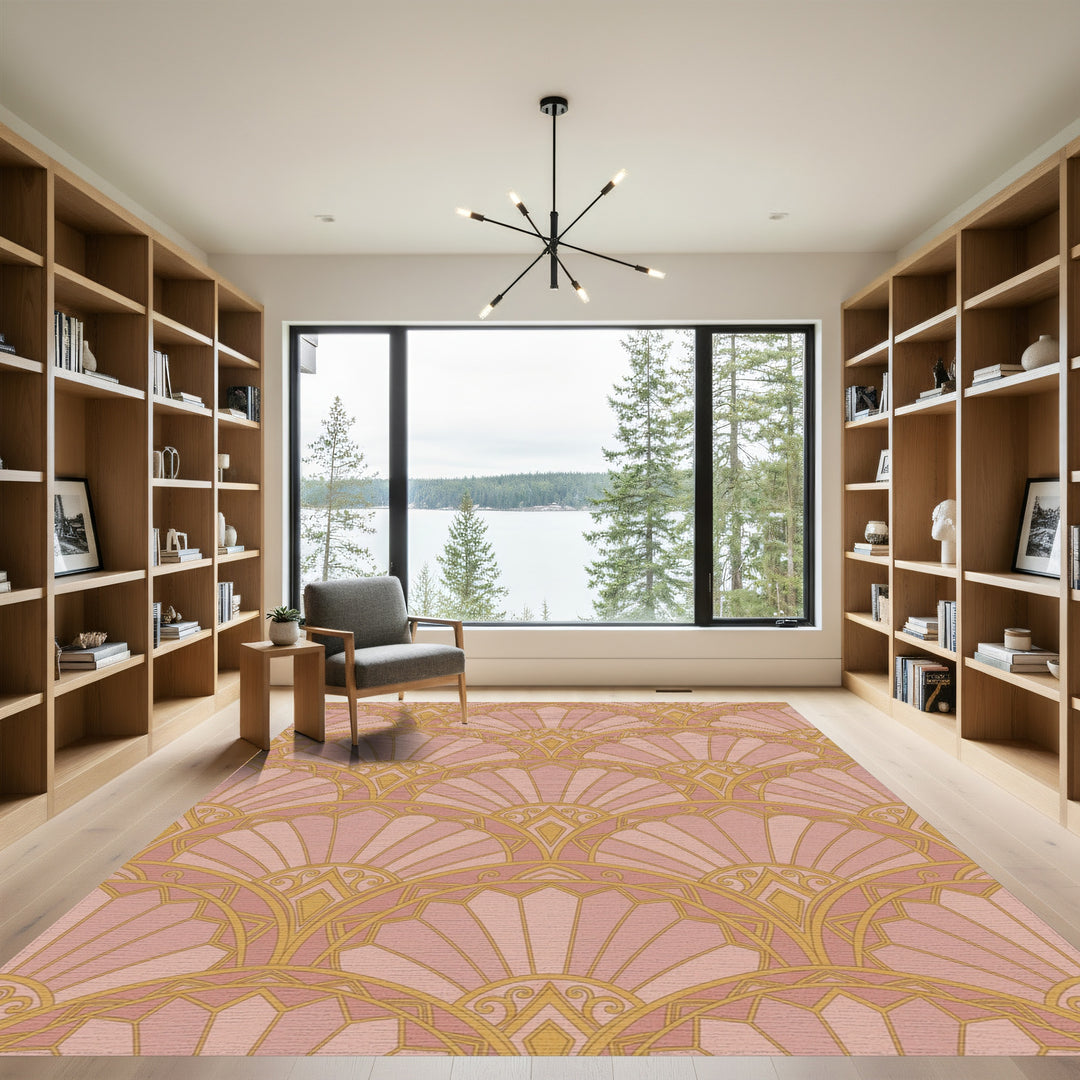 Rose Gold Fan Scallop Geometric Rug