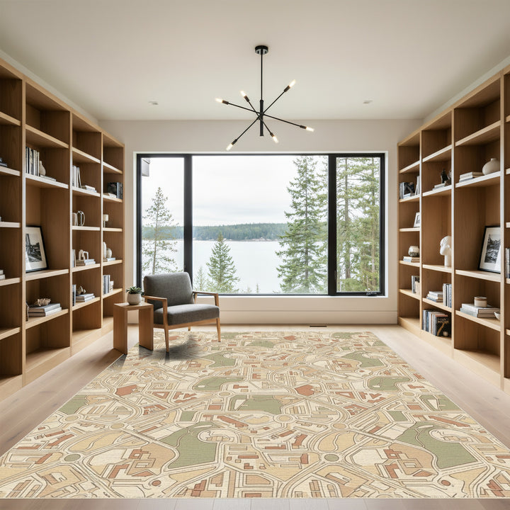 Terracotta Cityscape Road Map Texture Rug