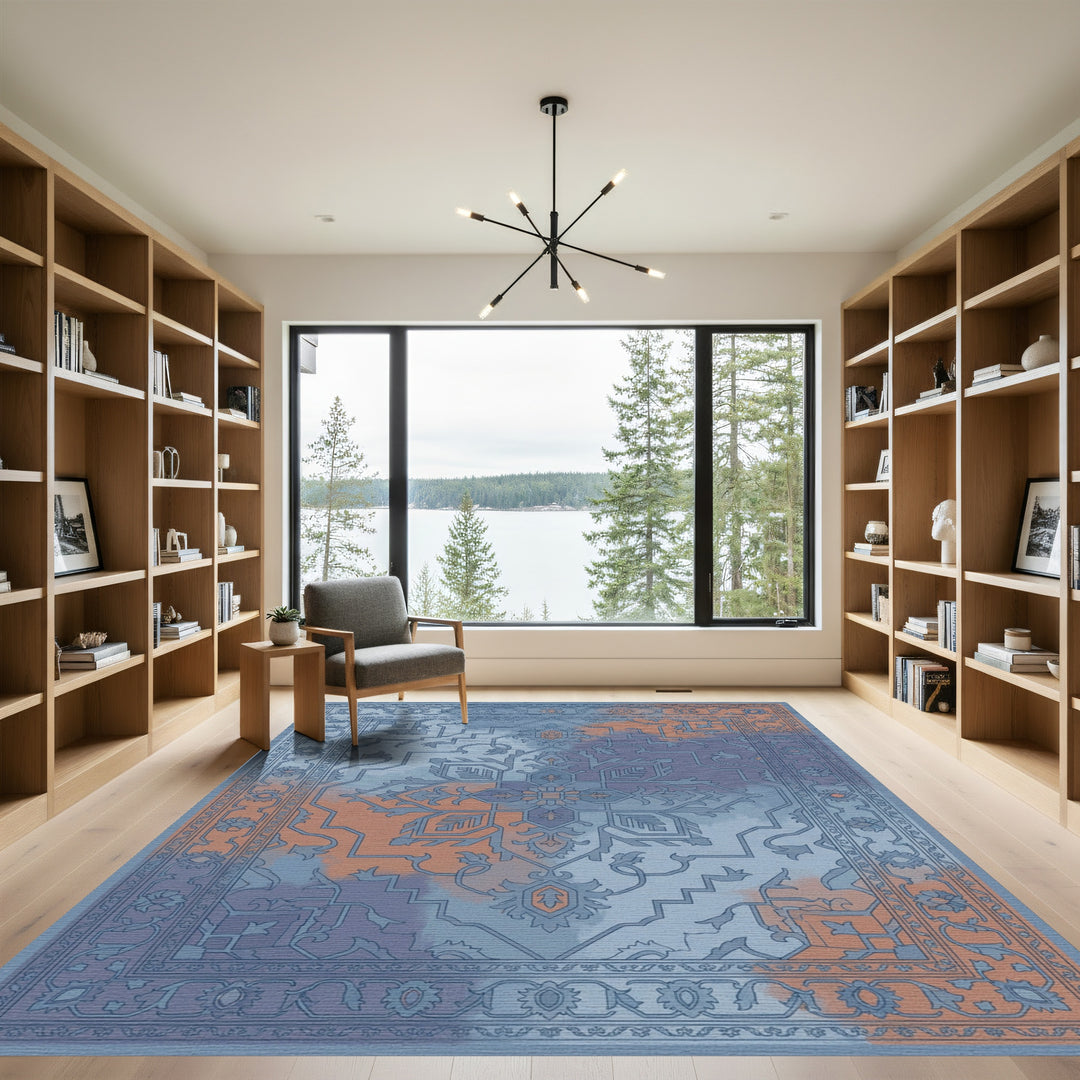 Ornate Blue Terracotta Medallion Rug