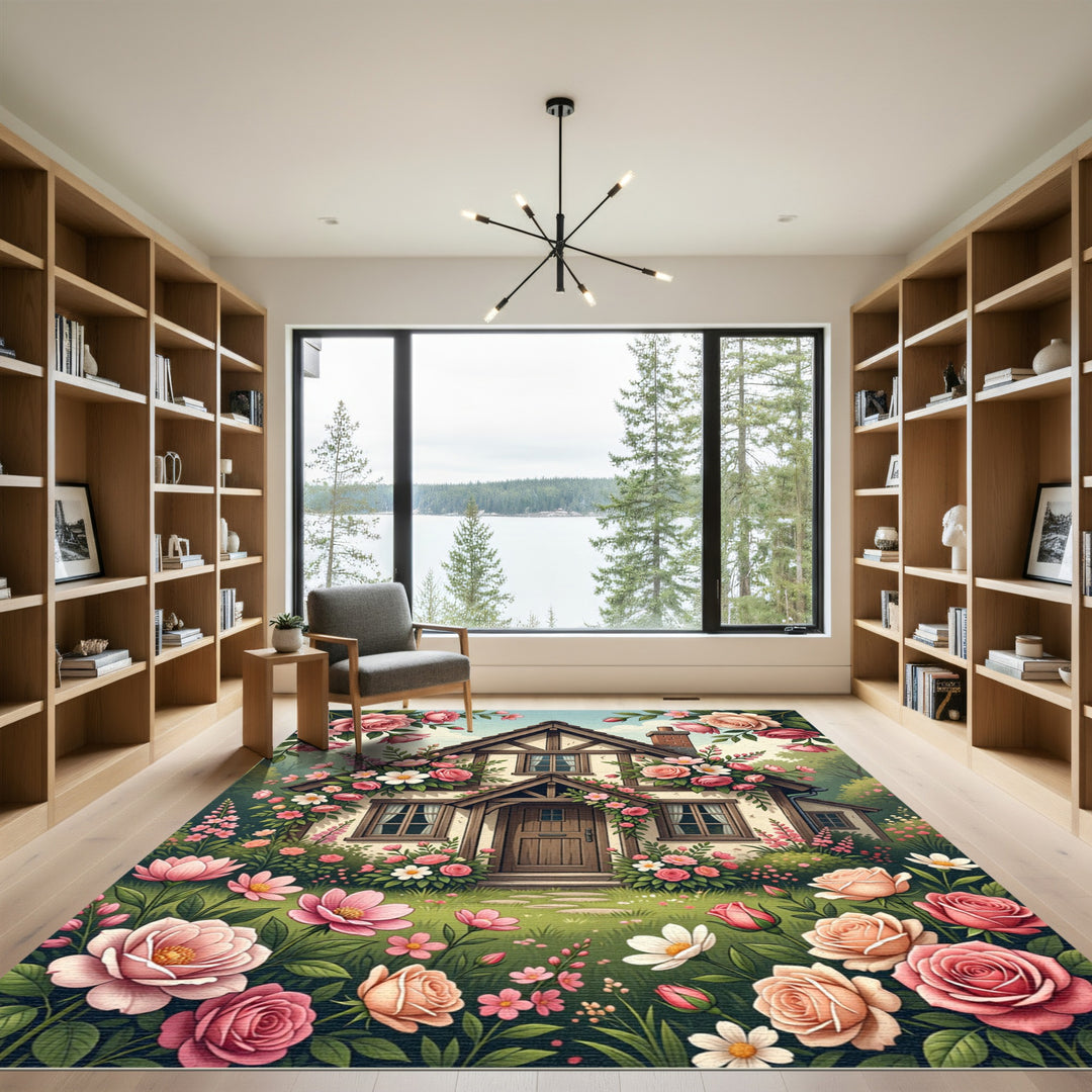 Enchanting Cottage Rose Garden Rug