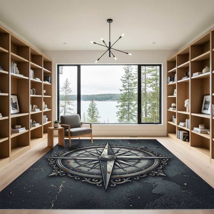Vintage Compass Rose Ornate Rug