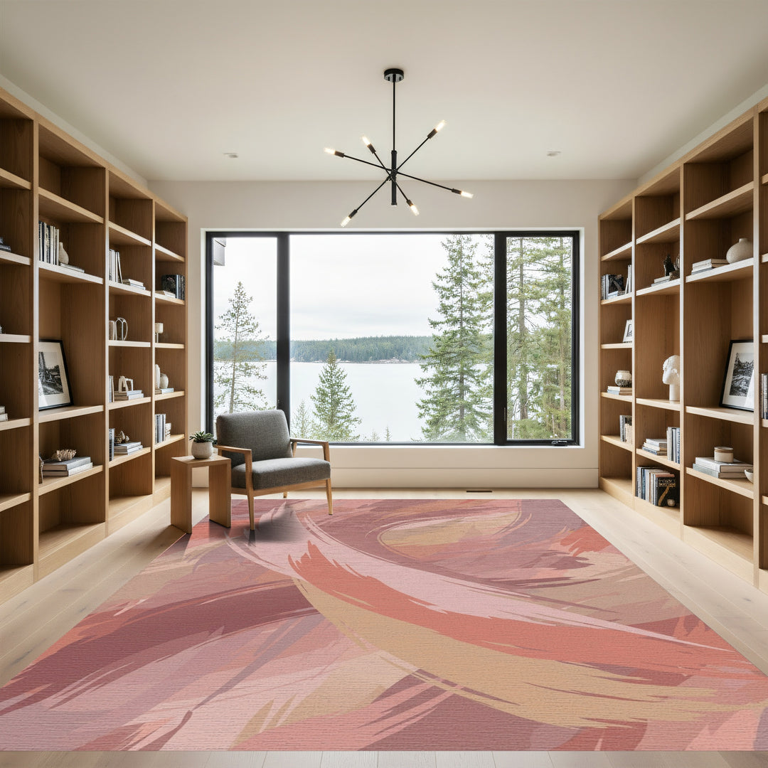 Dusty Rose Brushstroke Swirl Rug