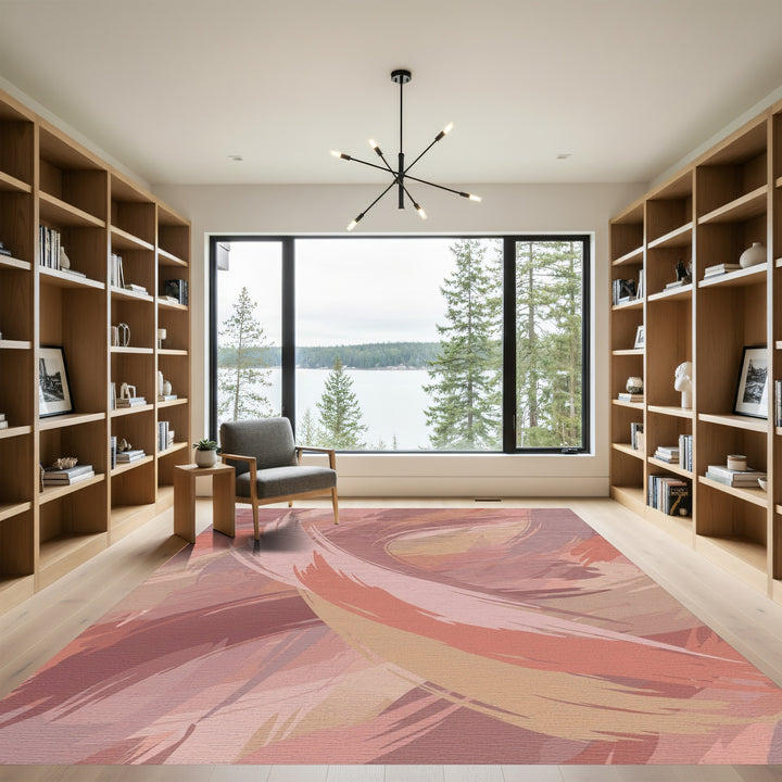 Dusty Rose Brushstroke Swirl Rug