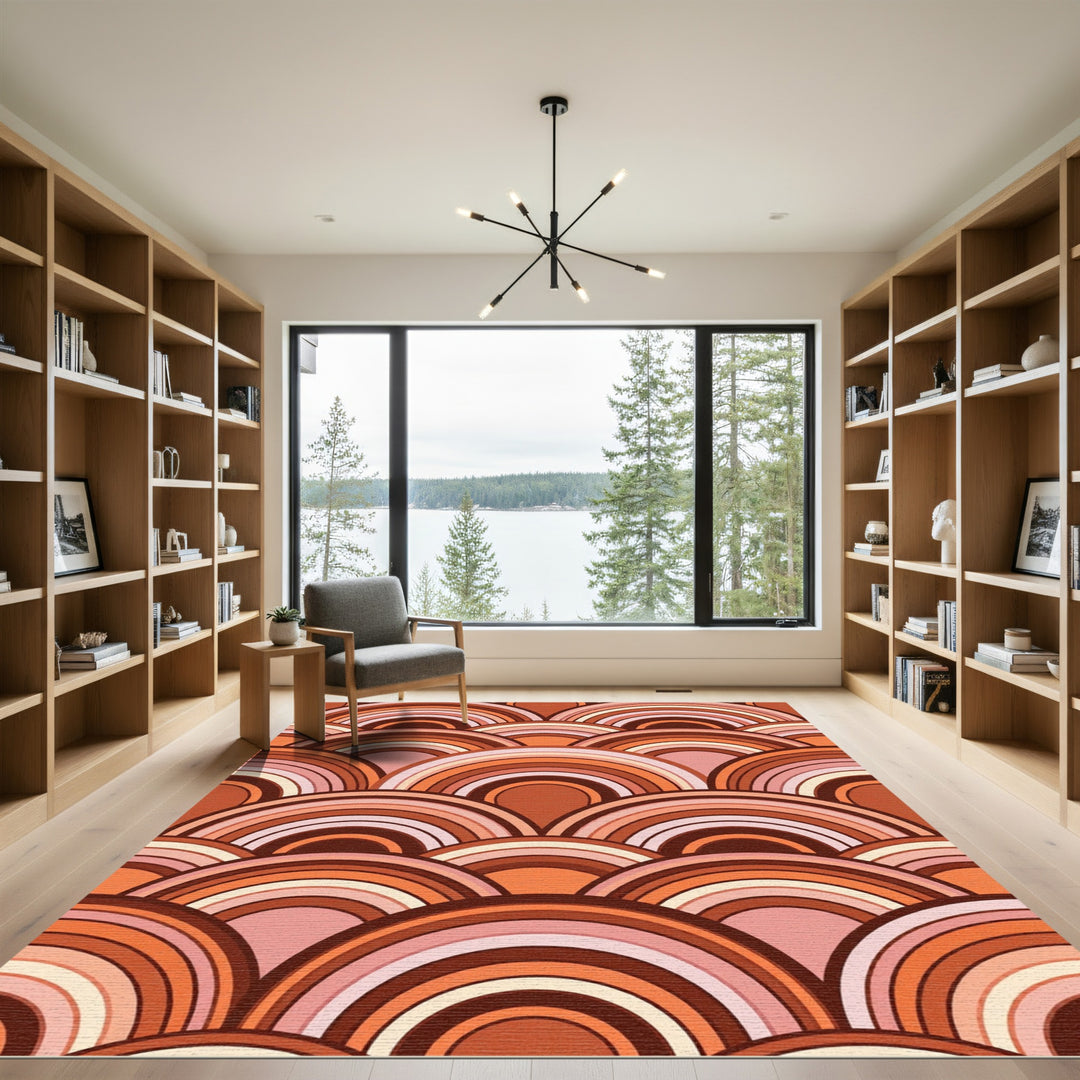 Retro Terracotta Arch Layers Rug