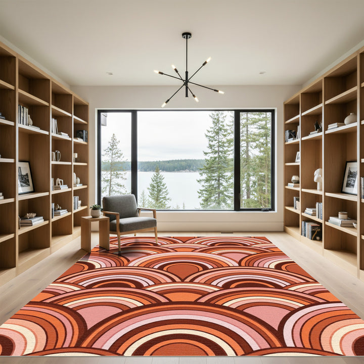 Retro Terracotta Arch Layers Rug
