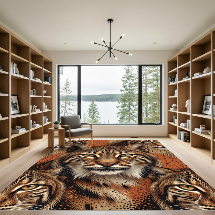Fierce Bobcat Orange Dot Splash Rug