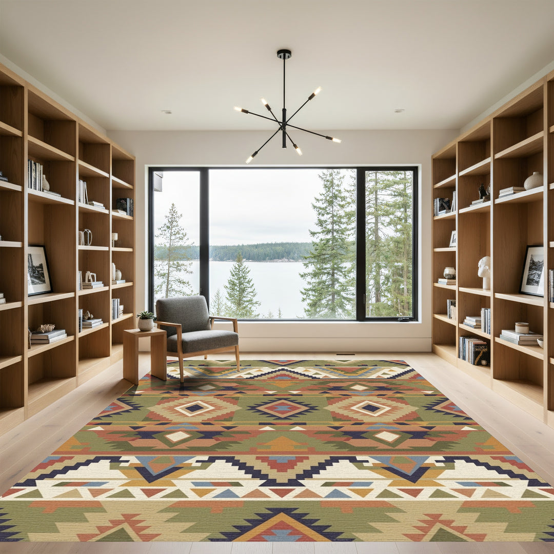 Earthy Earthy Ethnic Diamond Geometric Rug