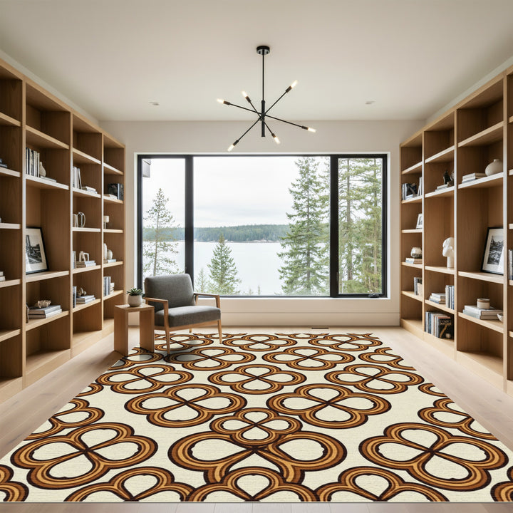 Retro Clover Bloom Ochre Rug