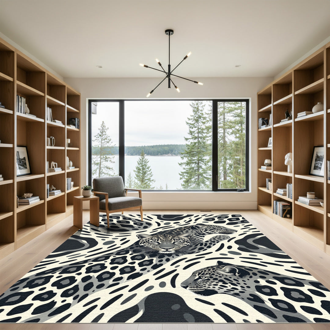 Bold Black Leopard Skin Rug