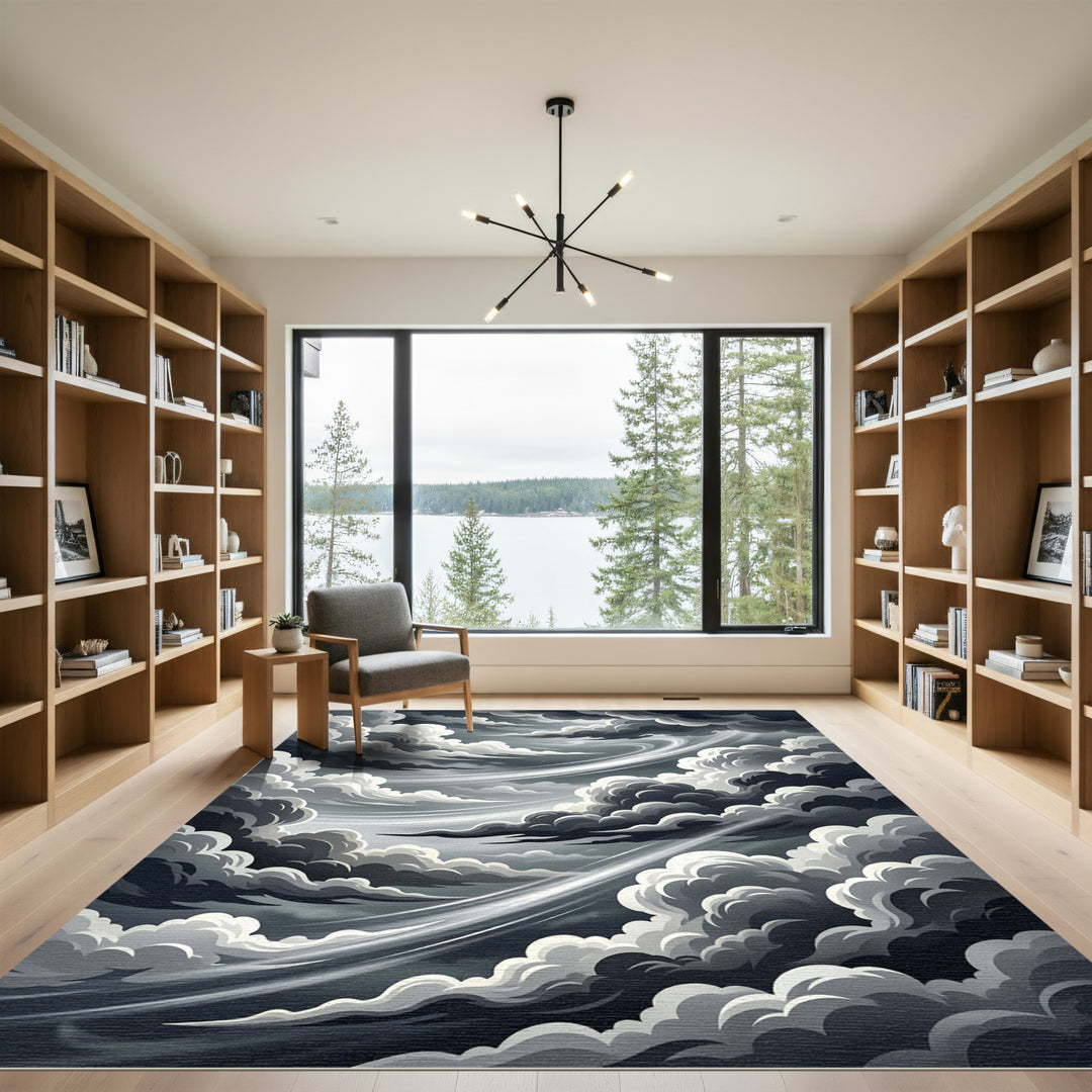 Dramatic Stormy Sky Swirl Rug