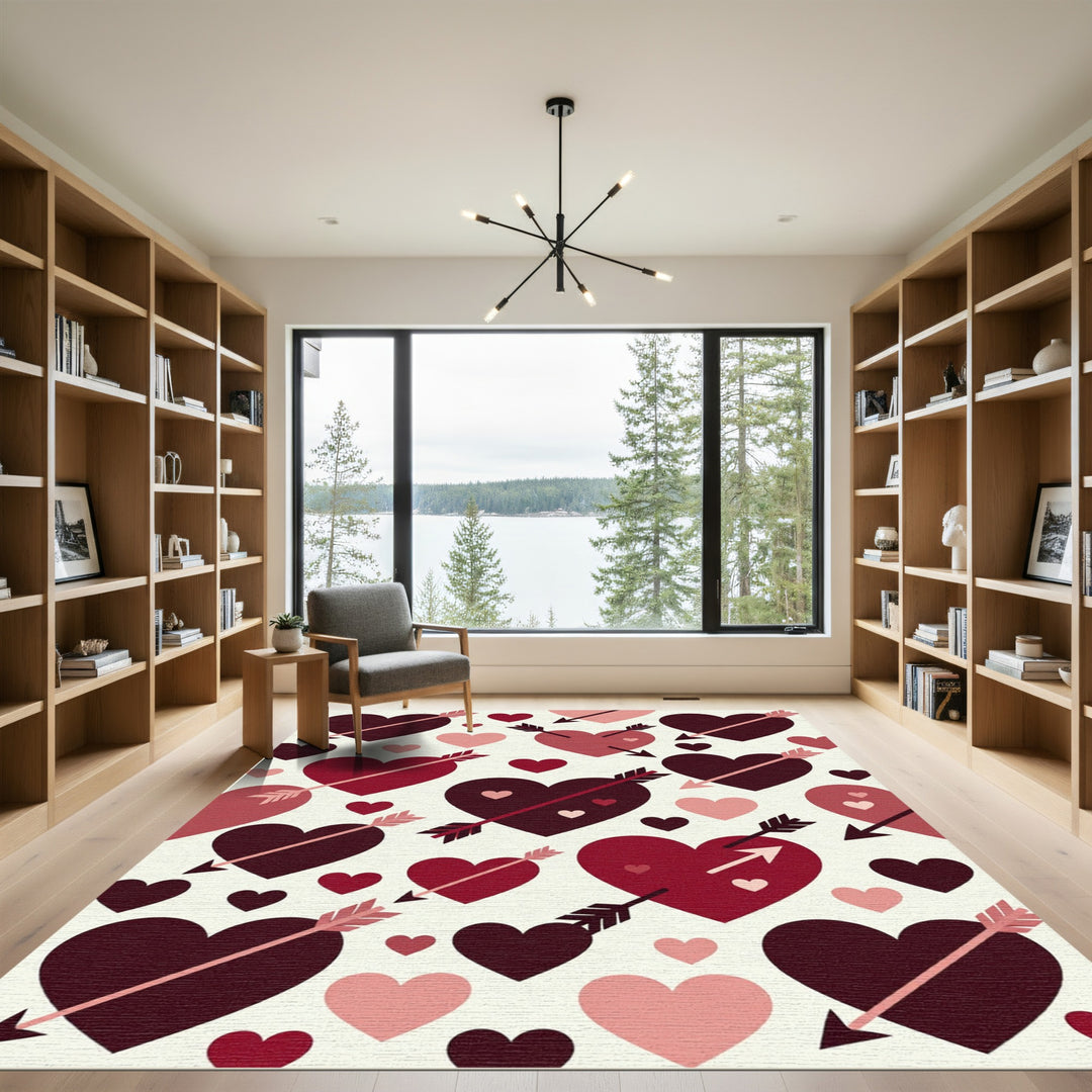 Romantic Hearts Arrowed LoveRug Rug