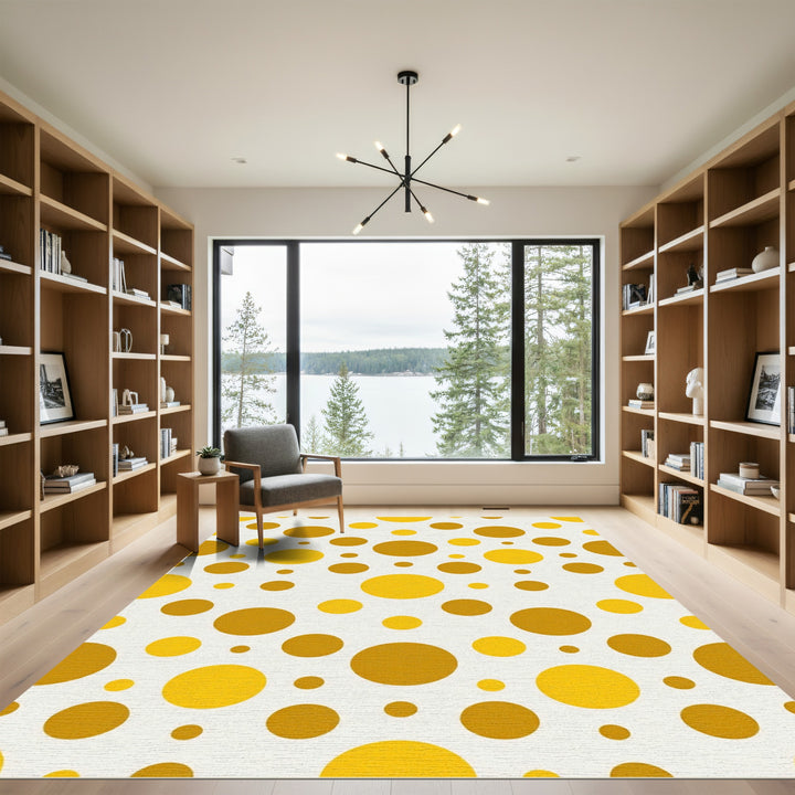 Golden Yellow Polka Dot Area Rug