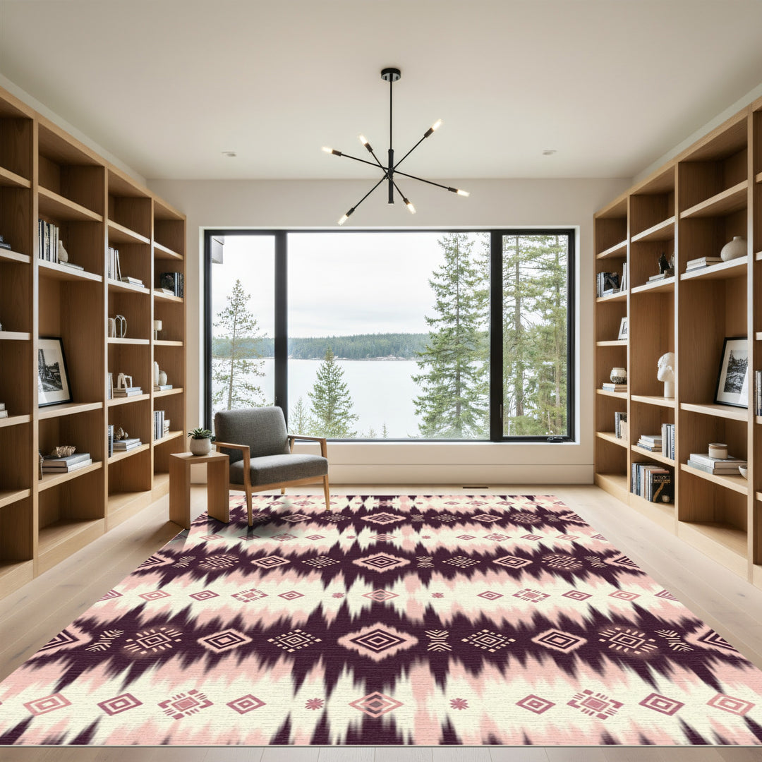 Deep Burgundy Pink Diamond Stripe Rug
