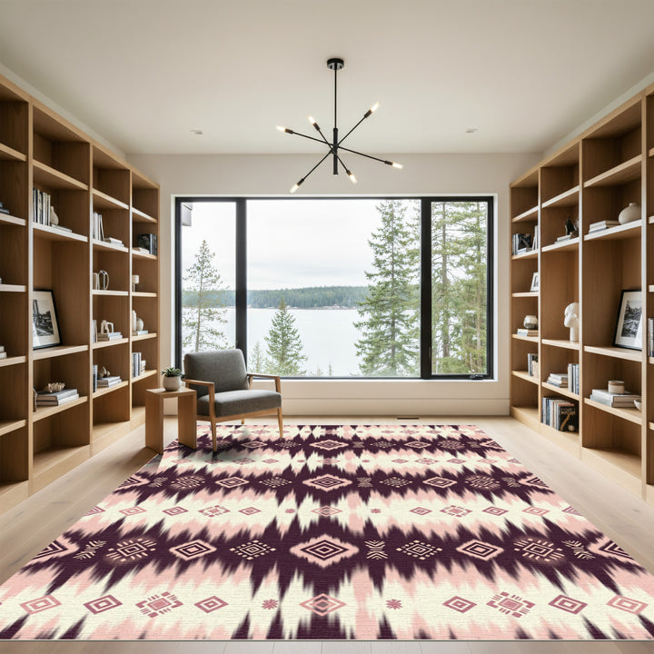 Deep Burgundy Pink Diamond Stripe Rug