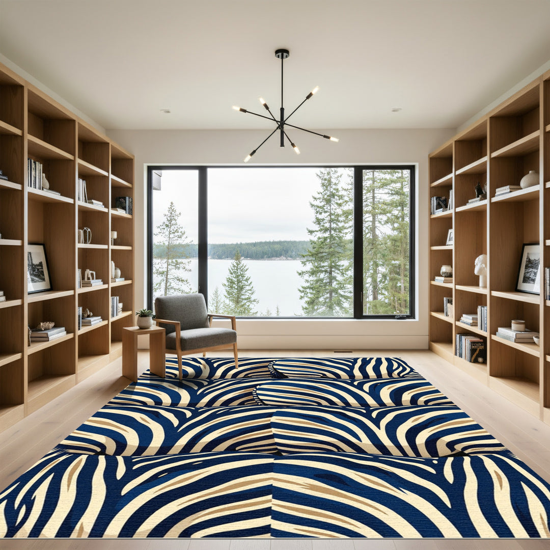 Royal Blue Zebra Stripes Rug