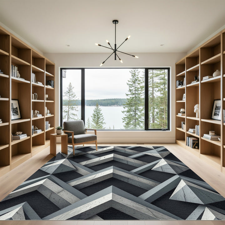 Geometric Concrete Interlocking Layered Rug