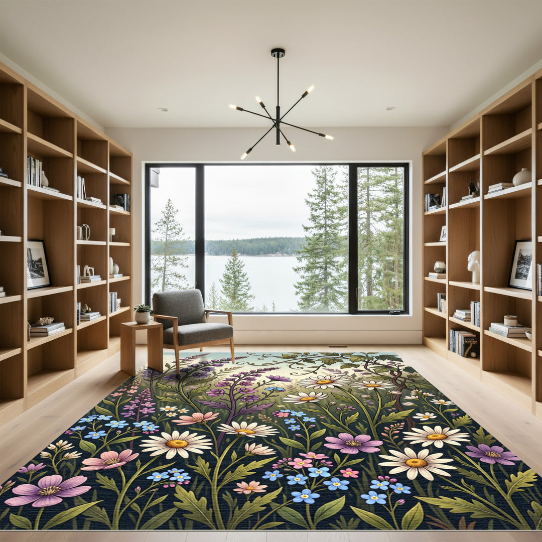 Whimsical Wildflower Meadow Garden Rug